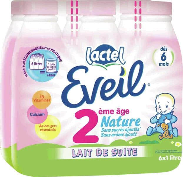 Lactel Eveil 2ème âge Nature Sans Sucres Ajoutés Bouteil? packshot