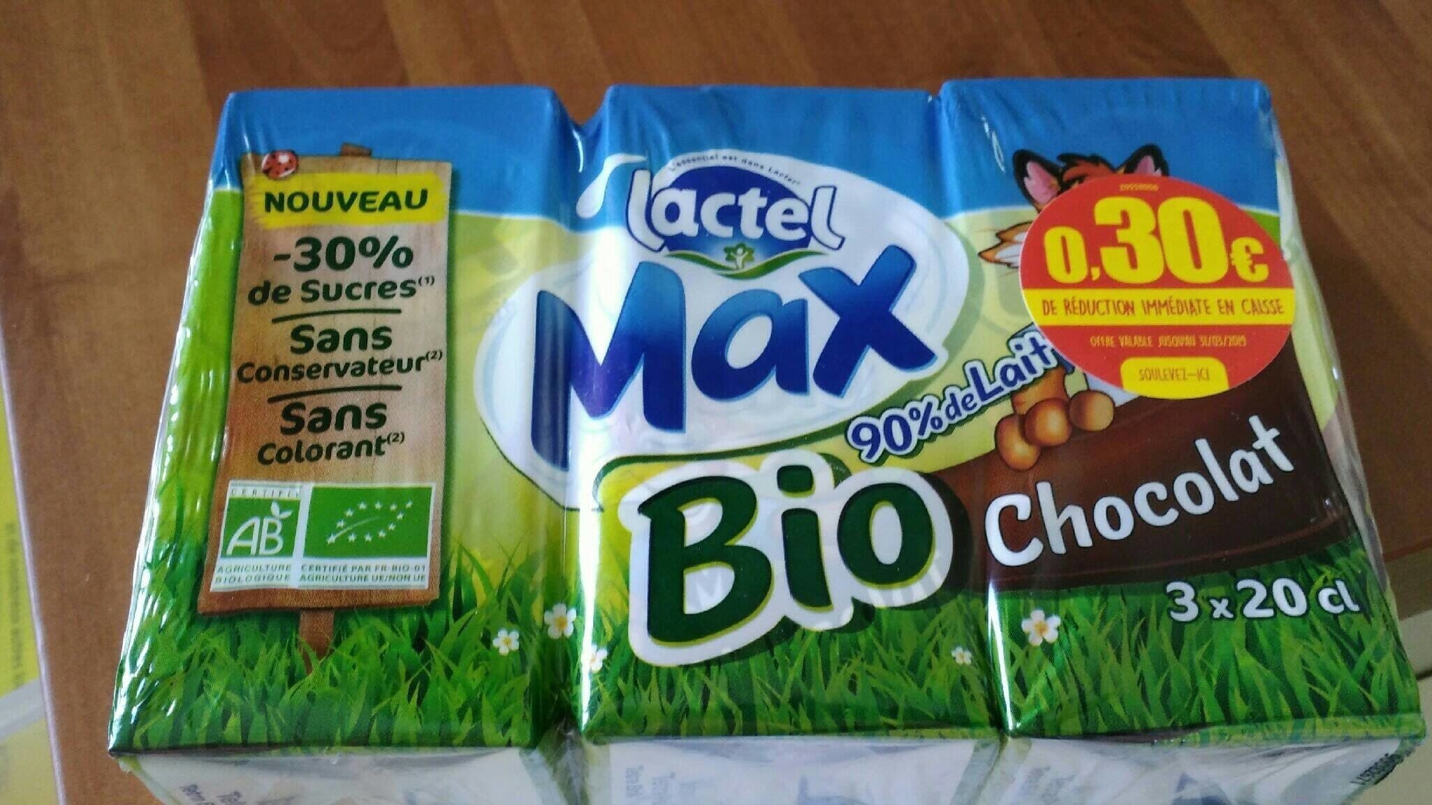 lactel Lactel max bio chocolat packshot