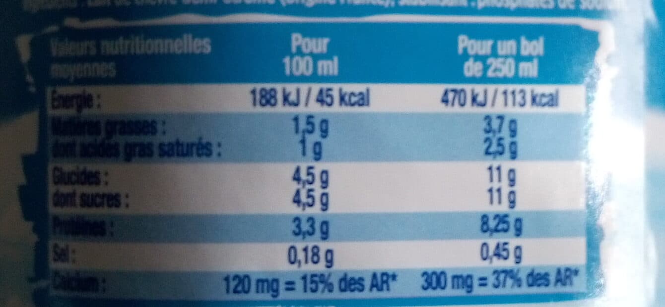 Lactel Lait Chèvre packshot