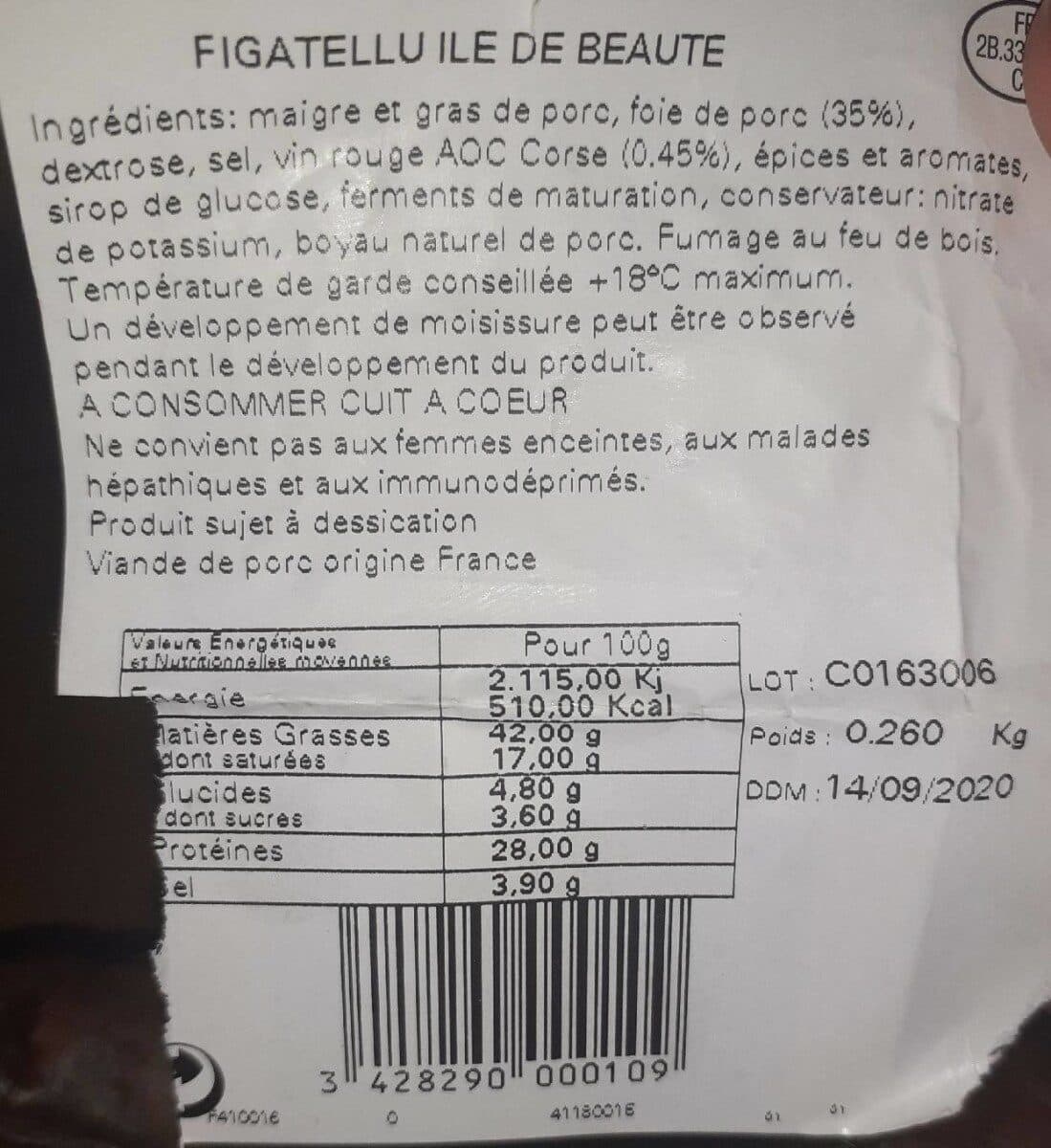 Open Food Facts Figatelli Cello 260g packshot
