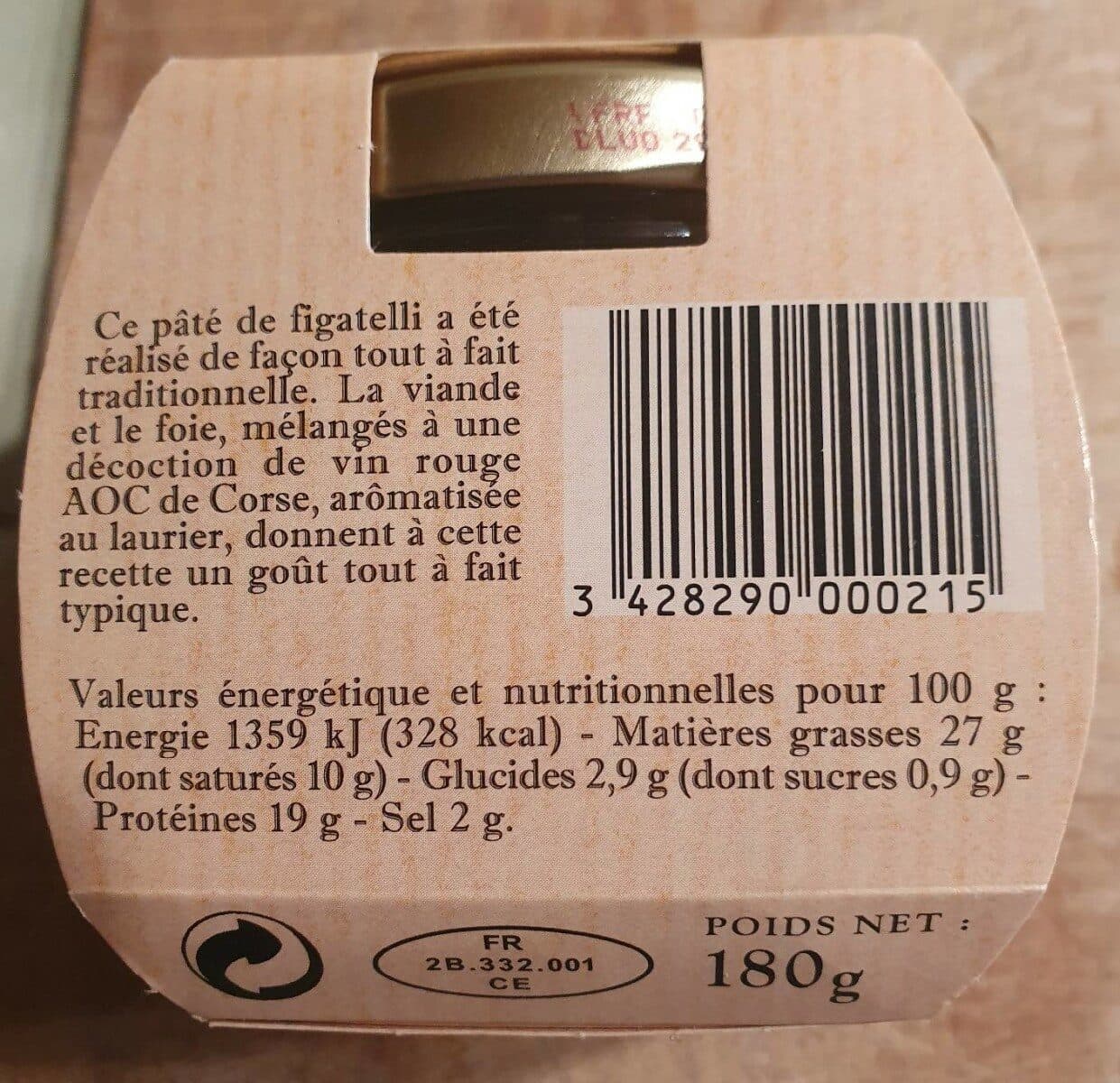 Charcuterie Costa Pâté de figatelli packshot