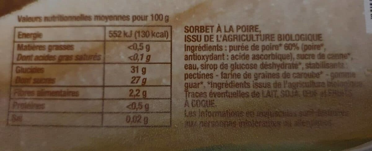 Erhard Sorbet bio poire packshot