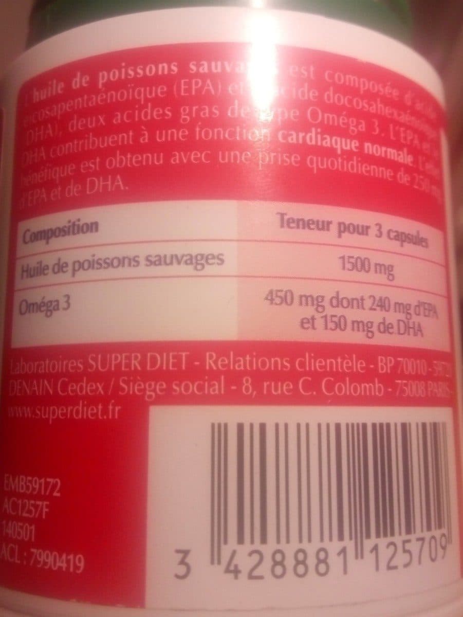 Open Food Facts >om?ga 3 - 120 Capsules - Super Diet packshot