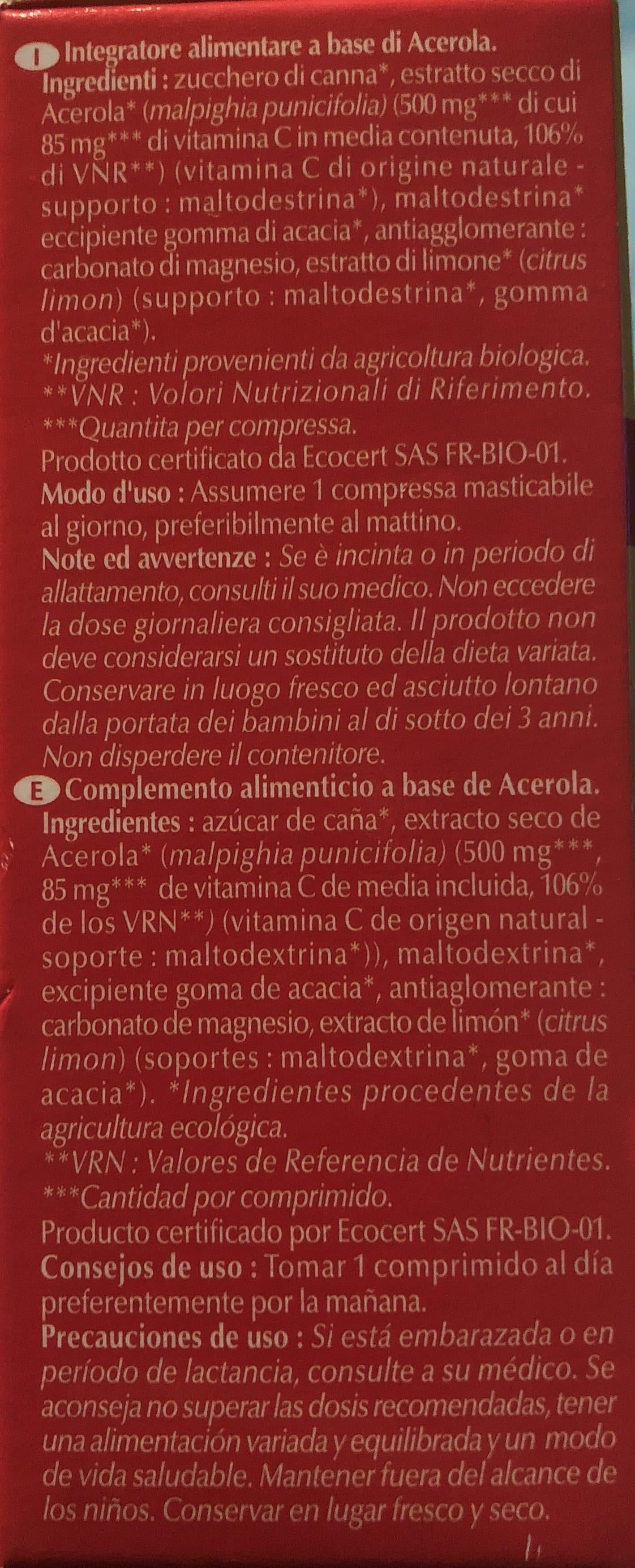 Super Diet Acerola Bio 500 24 CPS + Tube packshot