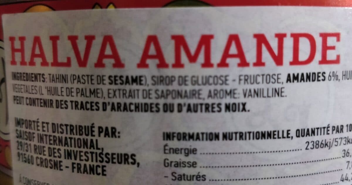 Open Food Facts Halva Amande packshot