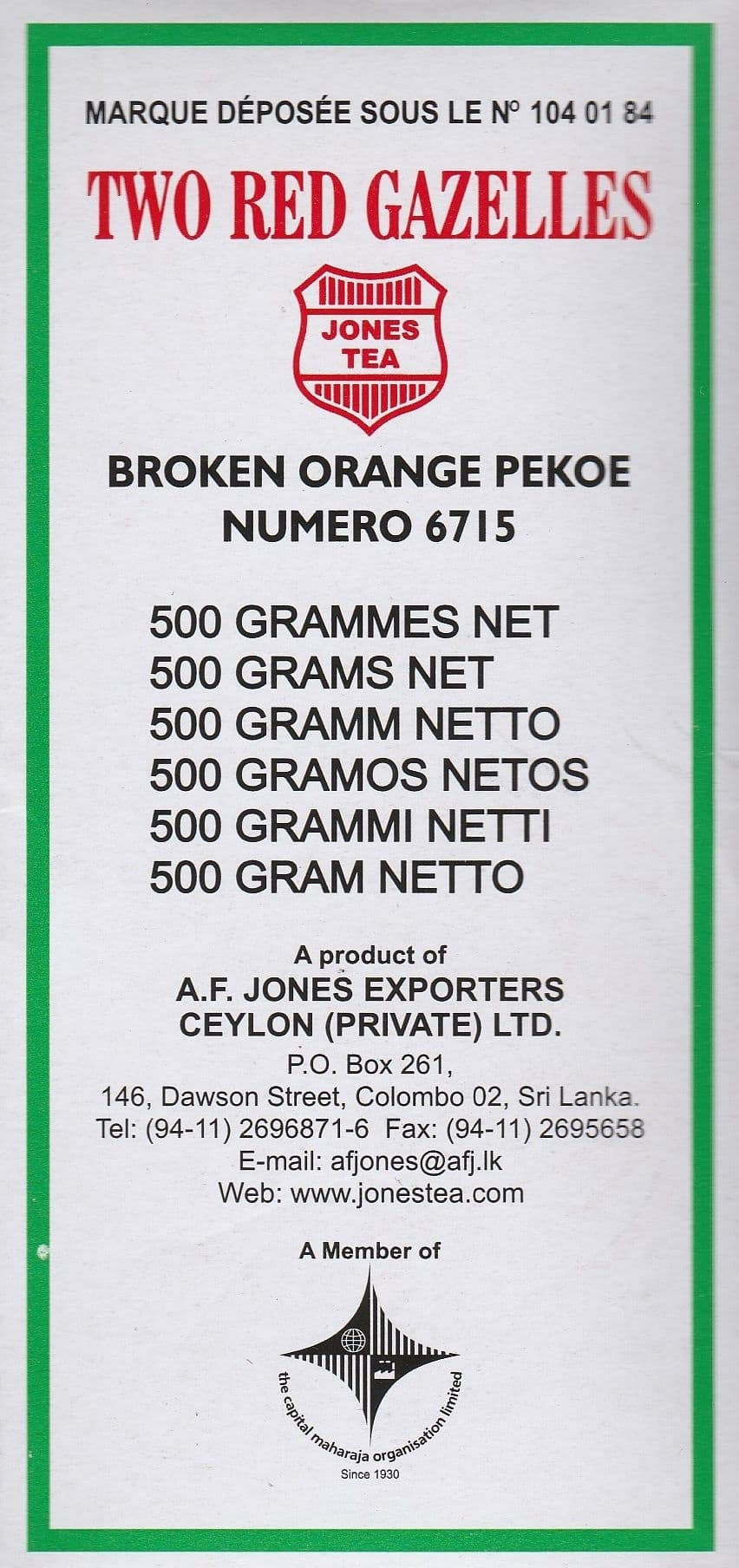 Jones Tea Broken Orange Pekoe packshot