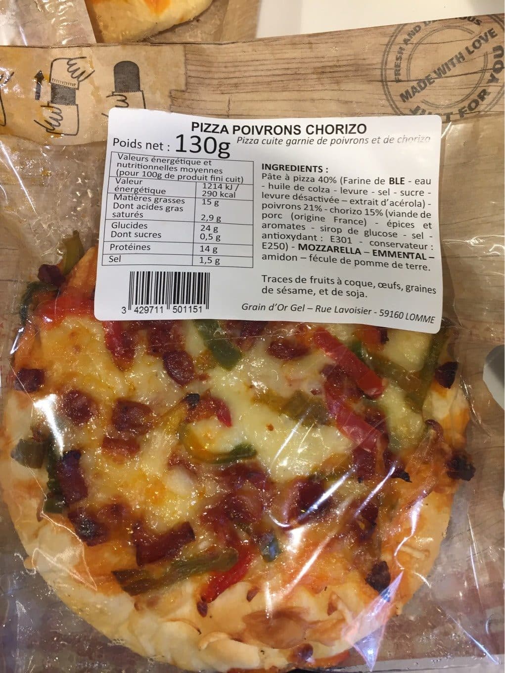 Franprix Grain D'Or Gel Pizza Poivrons Chorizo packshot