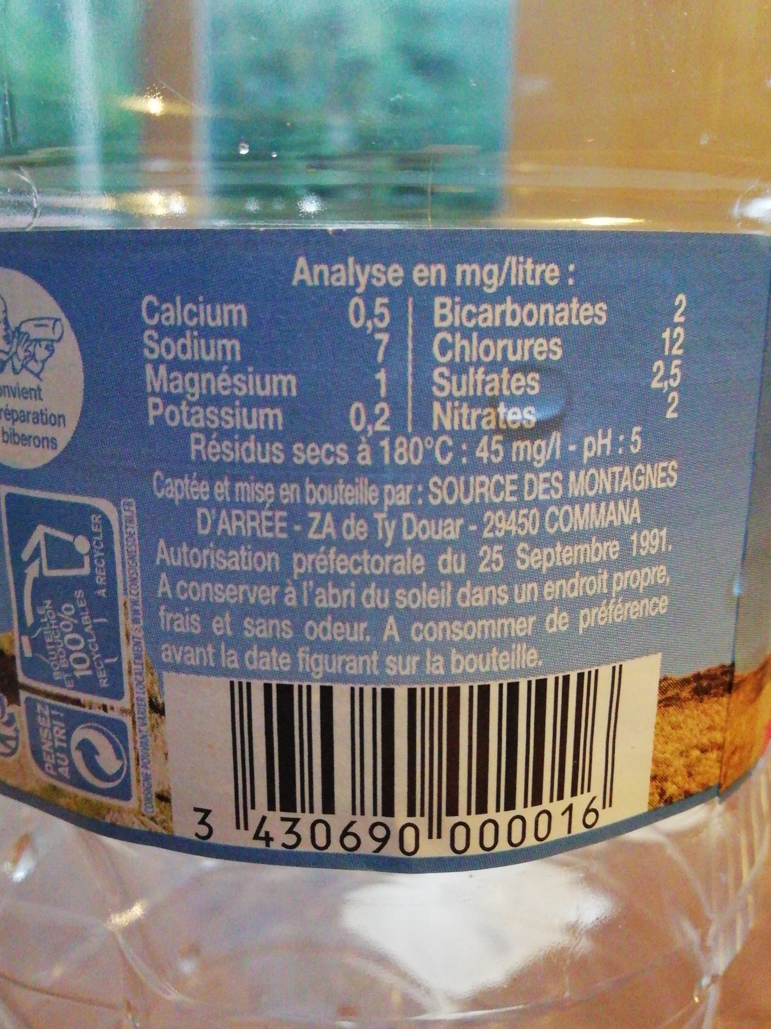 Montagnes d'arree MONTAGNES D'ARREE 1L5 Eau de source packshot
