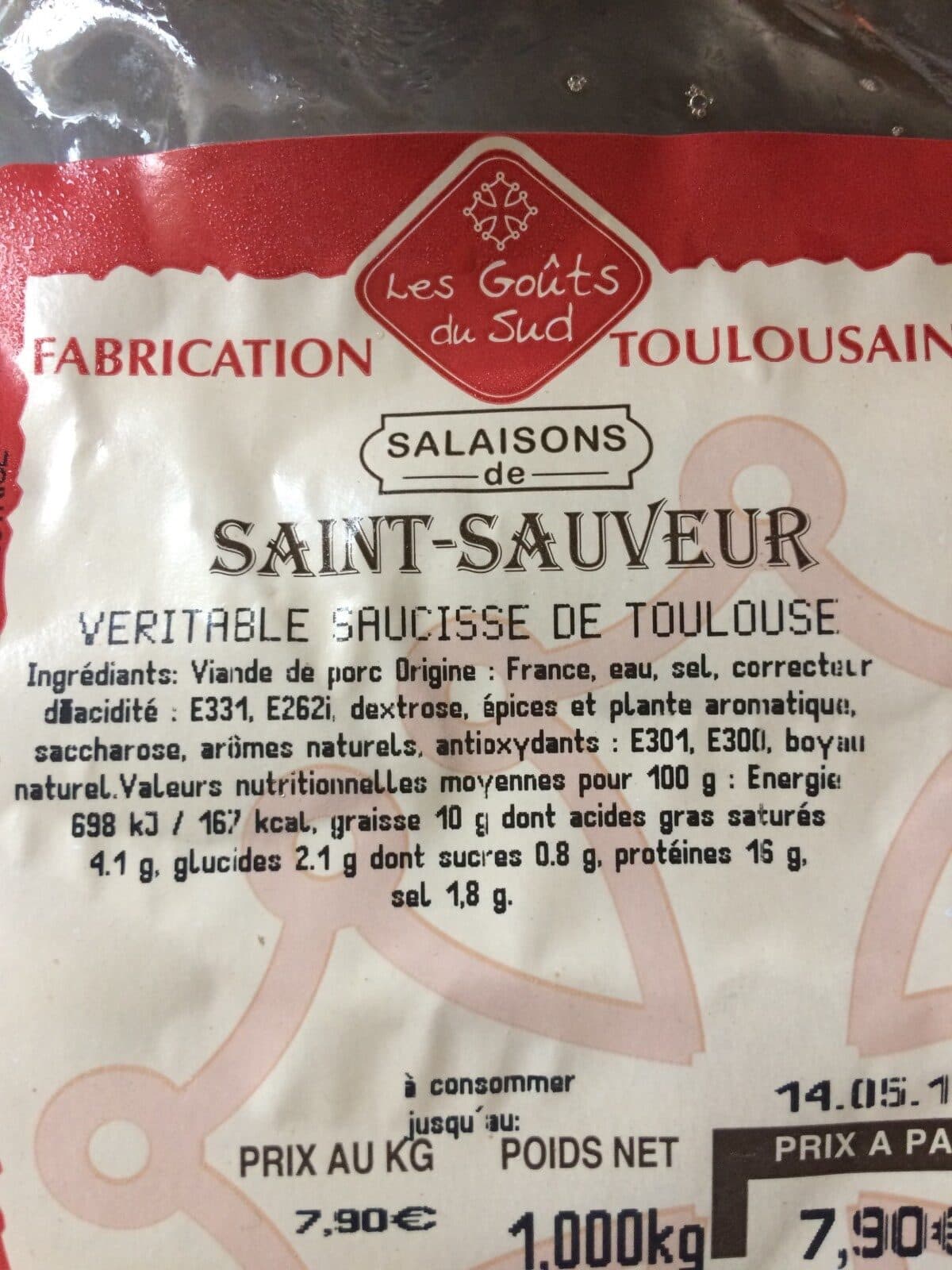 Les goûts du Sud Salaisons de Saint Sauveur Véritable saucisse de Toulouse packshot
