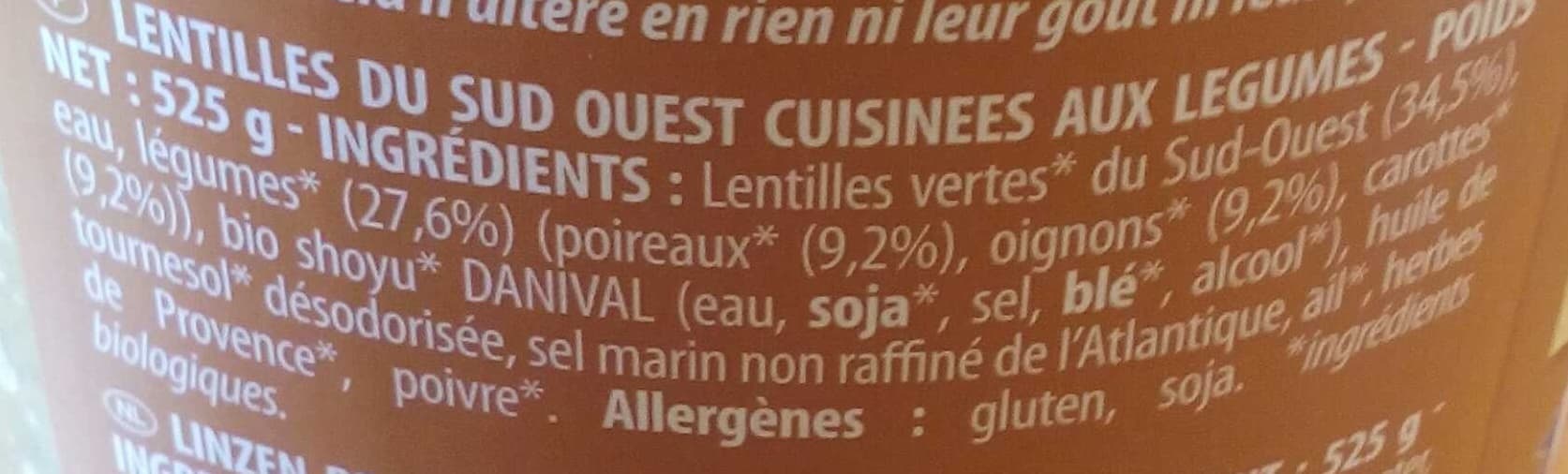Danival Lentilles aux petits légumes packshot