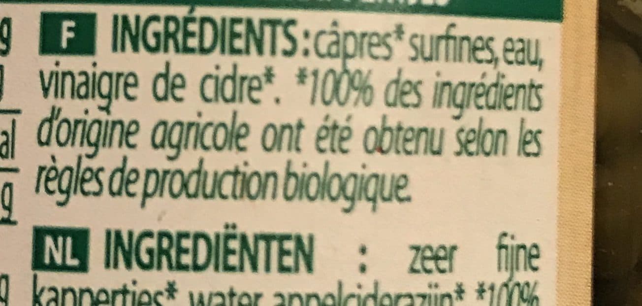 Nature bio Câpres Qualité "Surfine" Bio - Derniers Stocks packshot