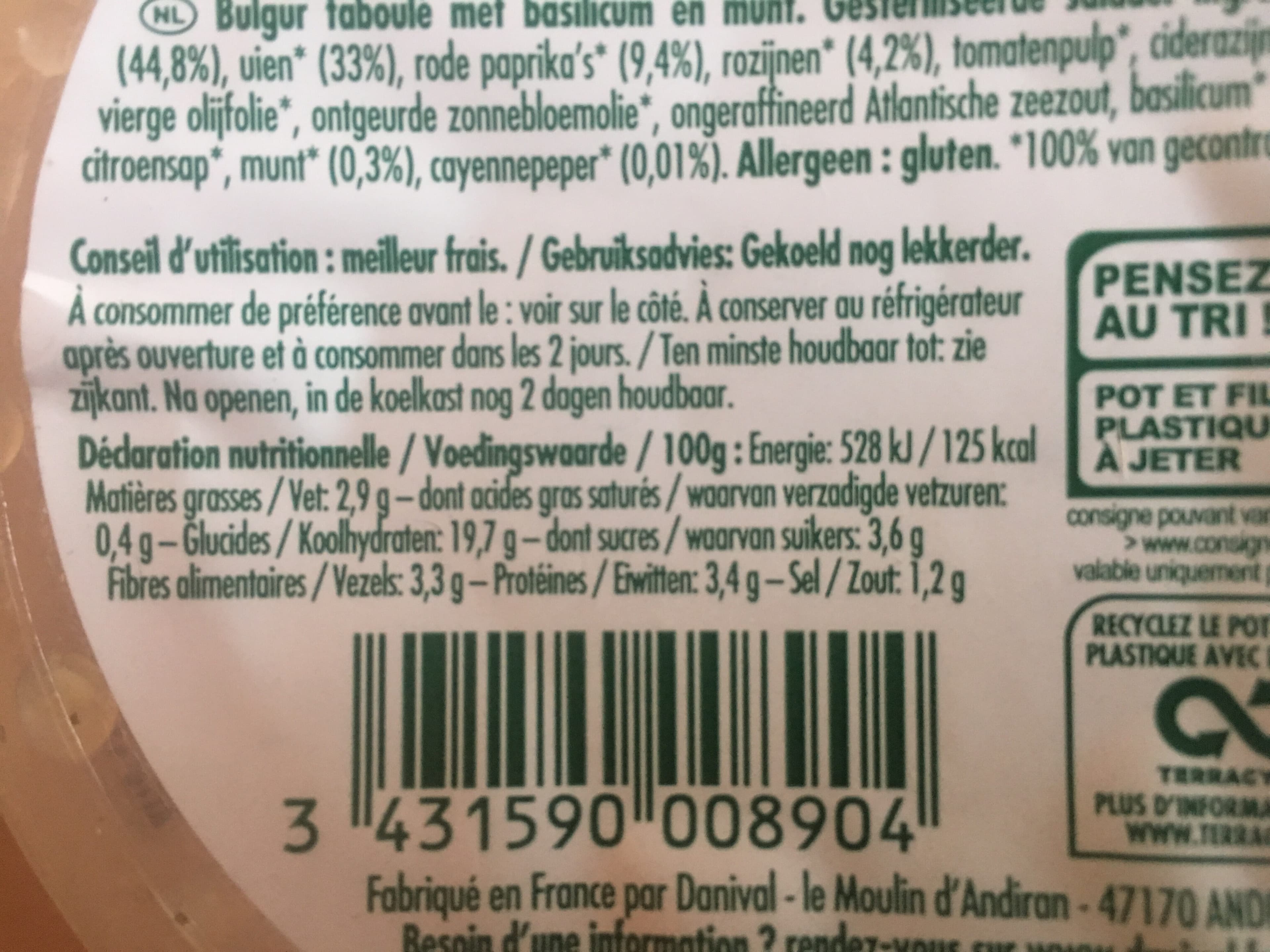 Danival Taboulé boulghour basilic et menthe packshot