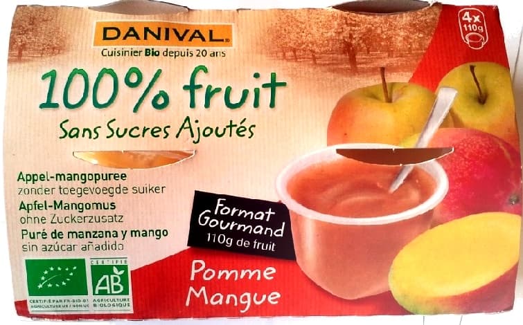 Danival Purée 100% fruit Pomme Mangue packshot