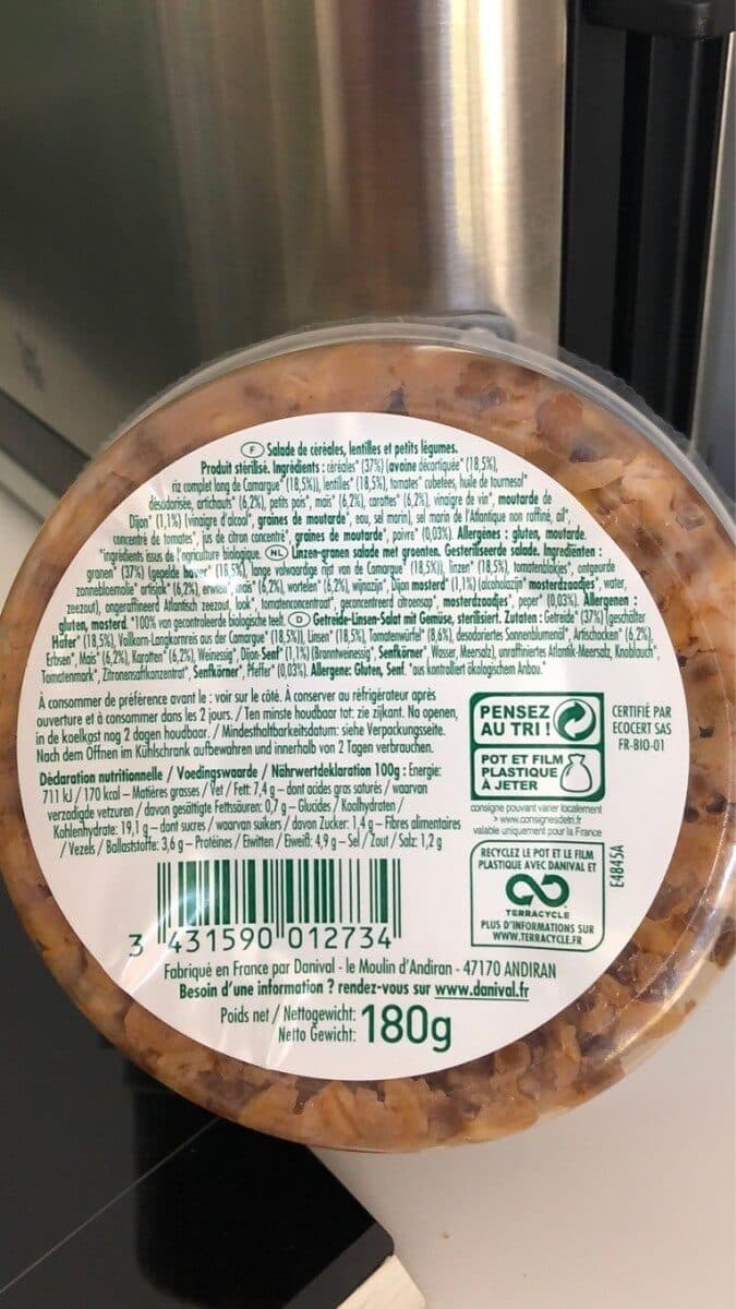 Danival Salade céréales, lentilles & petits légumes packshot