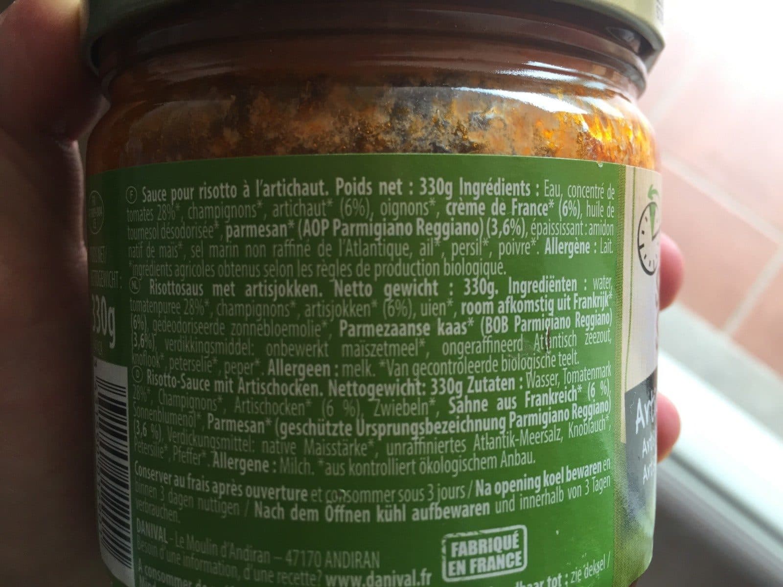Danival Sauce Pour Risotto Artichaut packshot