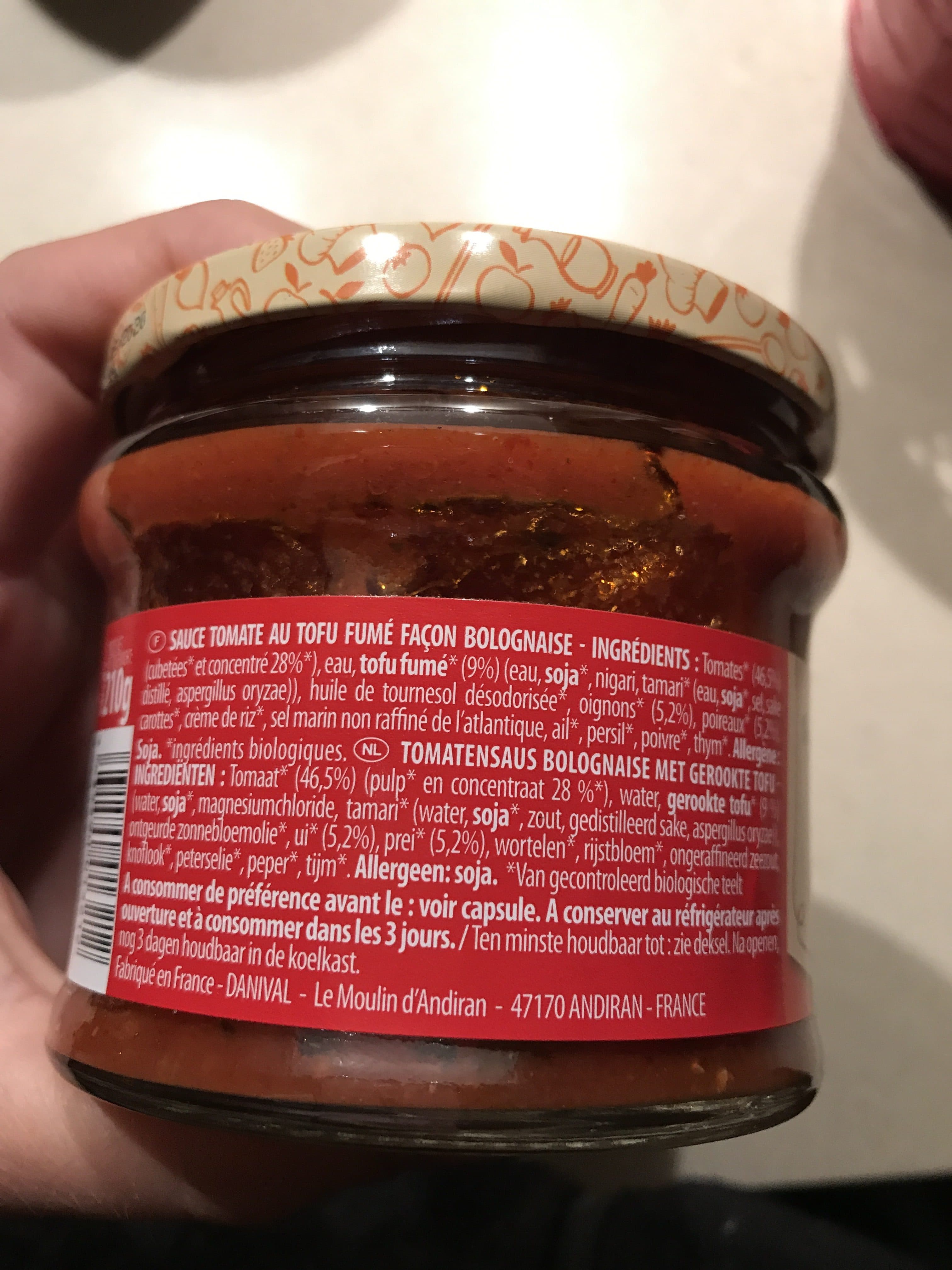 Danival Sauce Au Tofu Facon Bolognaise packshot
