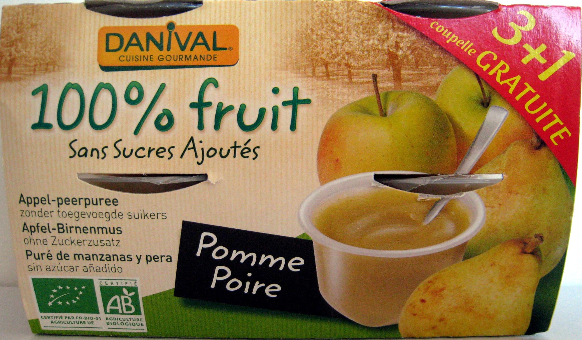 Danival Purée Pomme Poire bio 100% fruit Danival packshot
