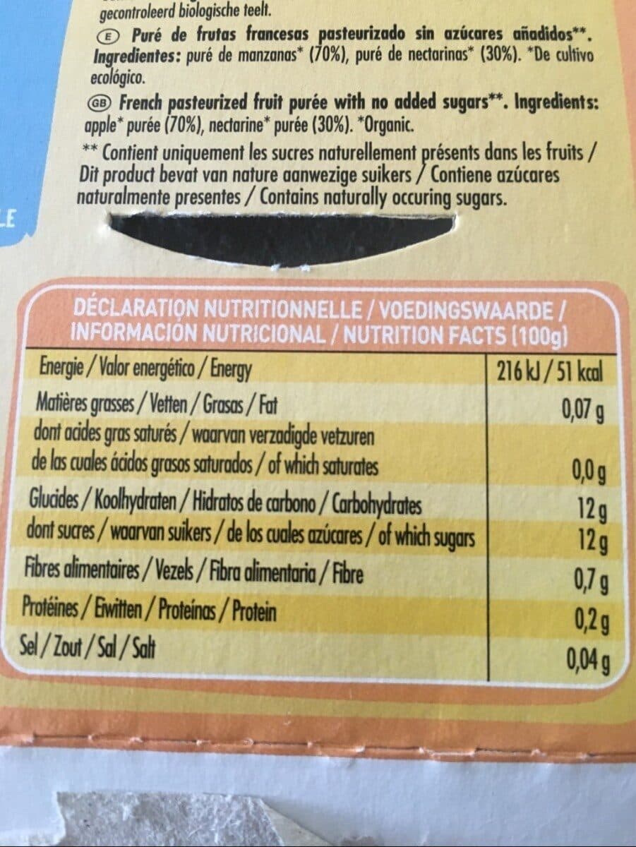 Danival Compote Pomme Nectarine Bio packshot