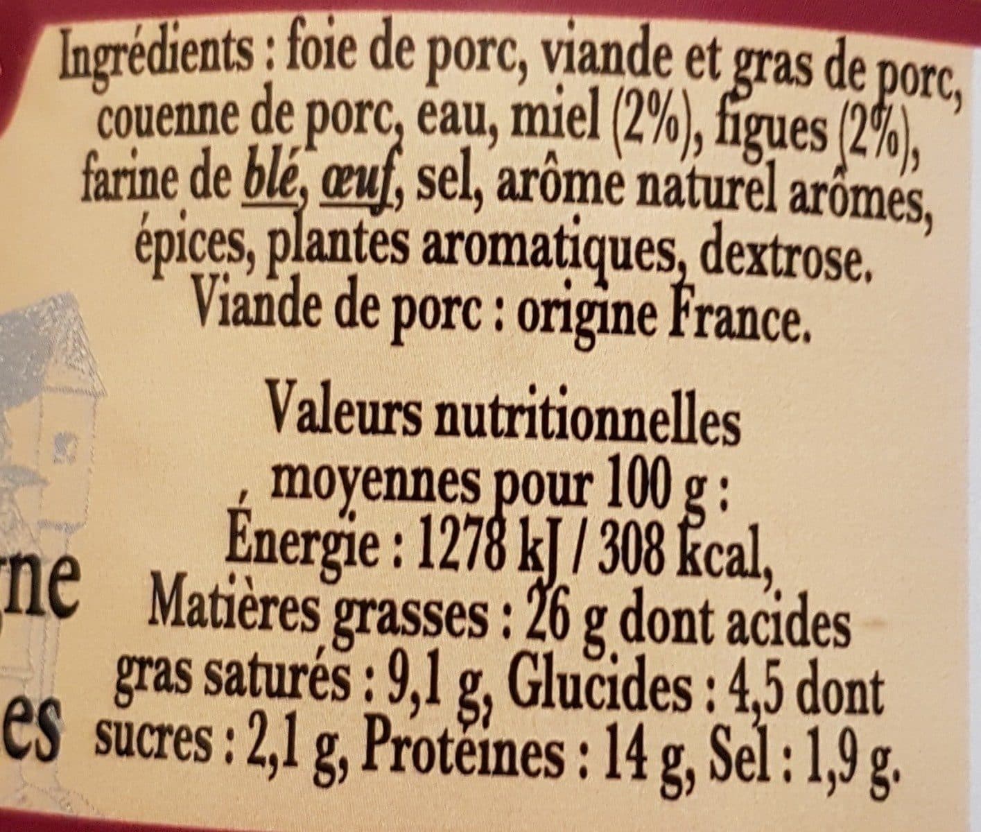 Open Food Facts Terrine de Campagne au miel et aux figues packshot