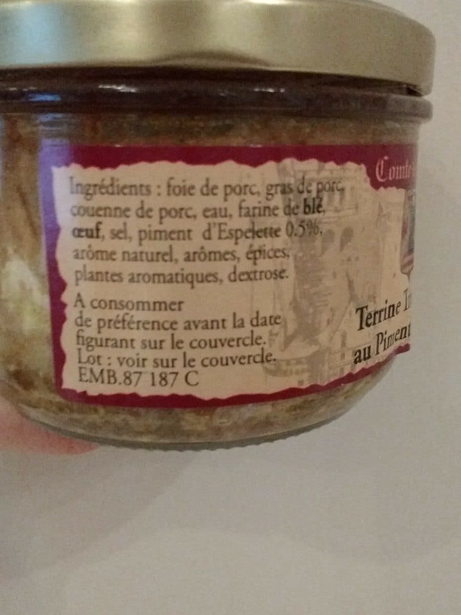 Open Food Facts Terrine Traditionnelle au Piment d'Espelette packshot