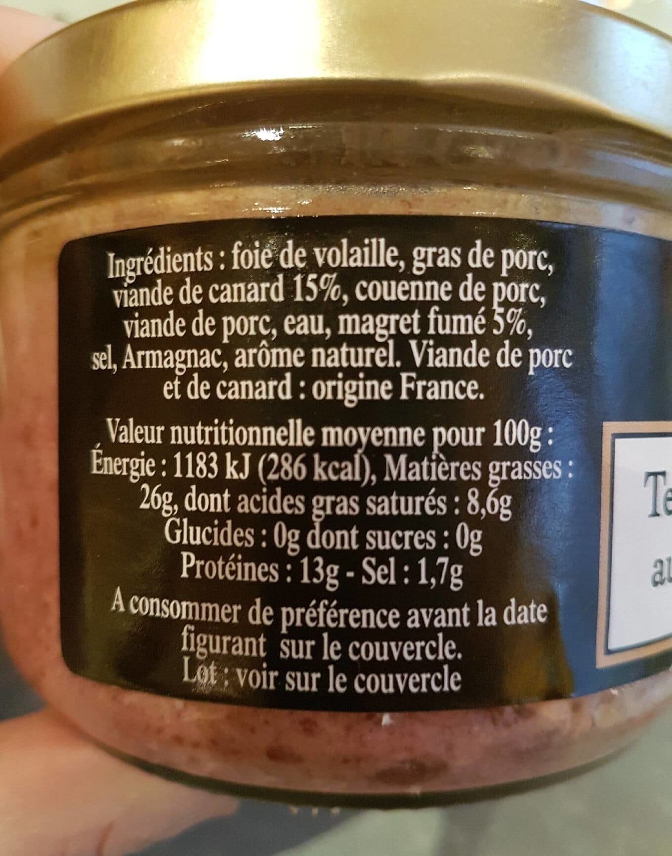 Les Trois Chefs Terrine de canard au magret fumé packshot