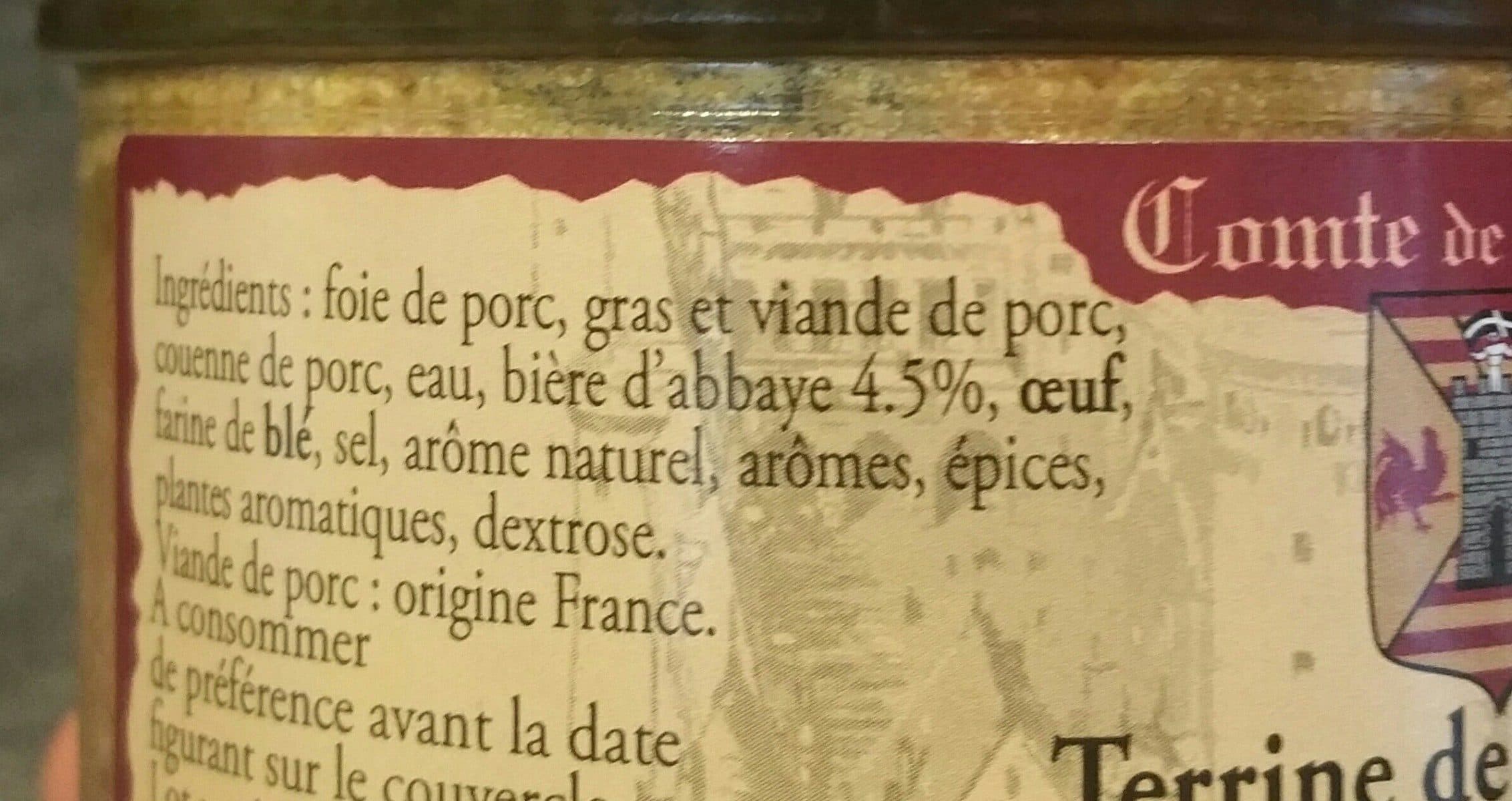 Comte de la Seynie Terrine de campagne à la bière d'abbaye packshot