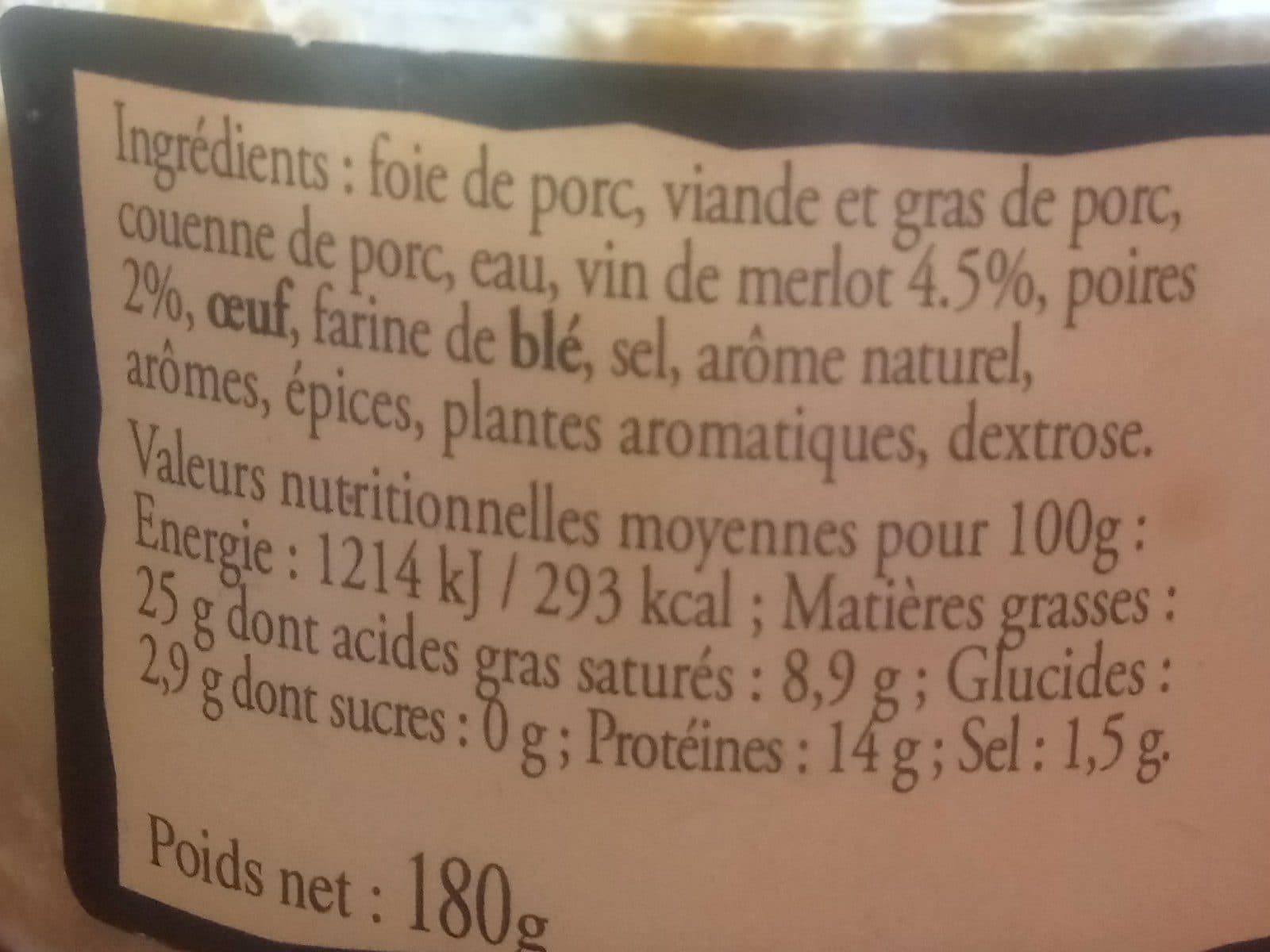 Duc de Pressac Terrine Vigneronne au poires et au merlot packshot