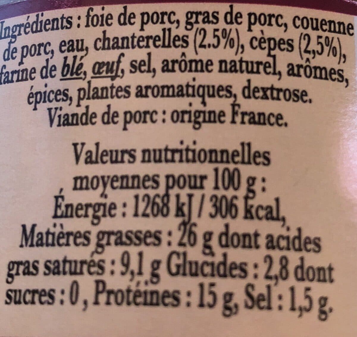 Duche De La Loue Terrine forestière aux cèpes et aux chanterelles packshot