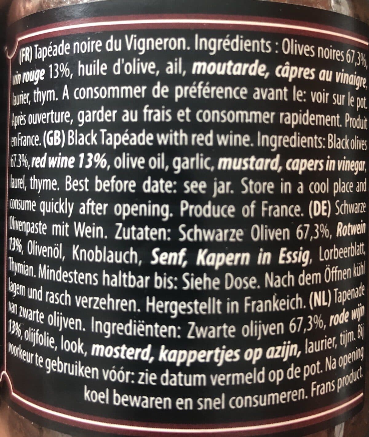 Open Food Facts Tapenade du vigneron packshot