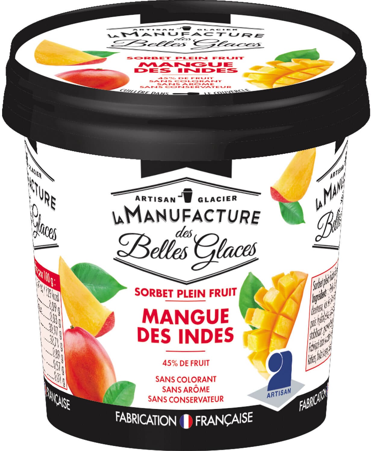 La Manufacture des Belles Glaces Sorbet plein fruit Mangue des Indes packshot