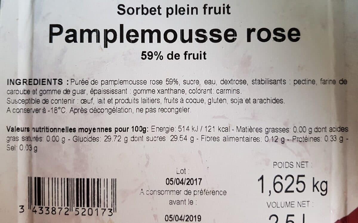 Open Food Facts Glace pamplemousse rose packshot