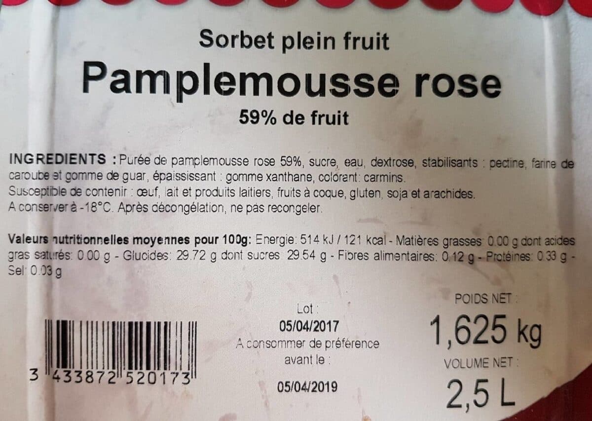 Open Food Facts Glace pamplemousse rose packshot