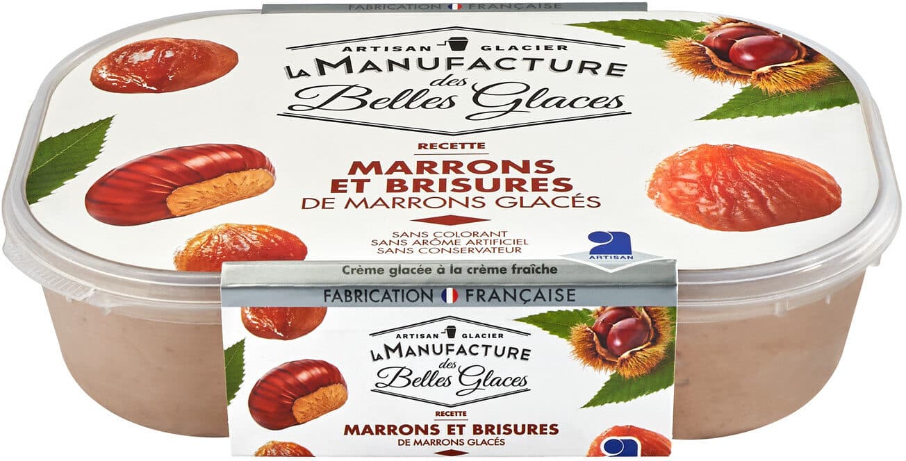 La Manufacture des Belles Glaces Crème glacée au marron avec brisures de marrons glacés packshot