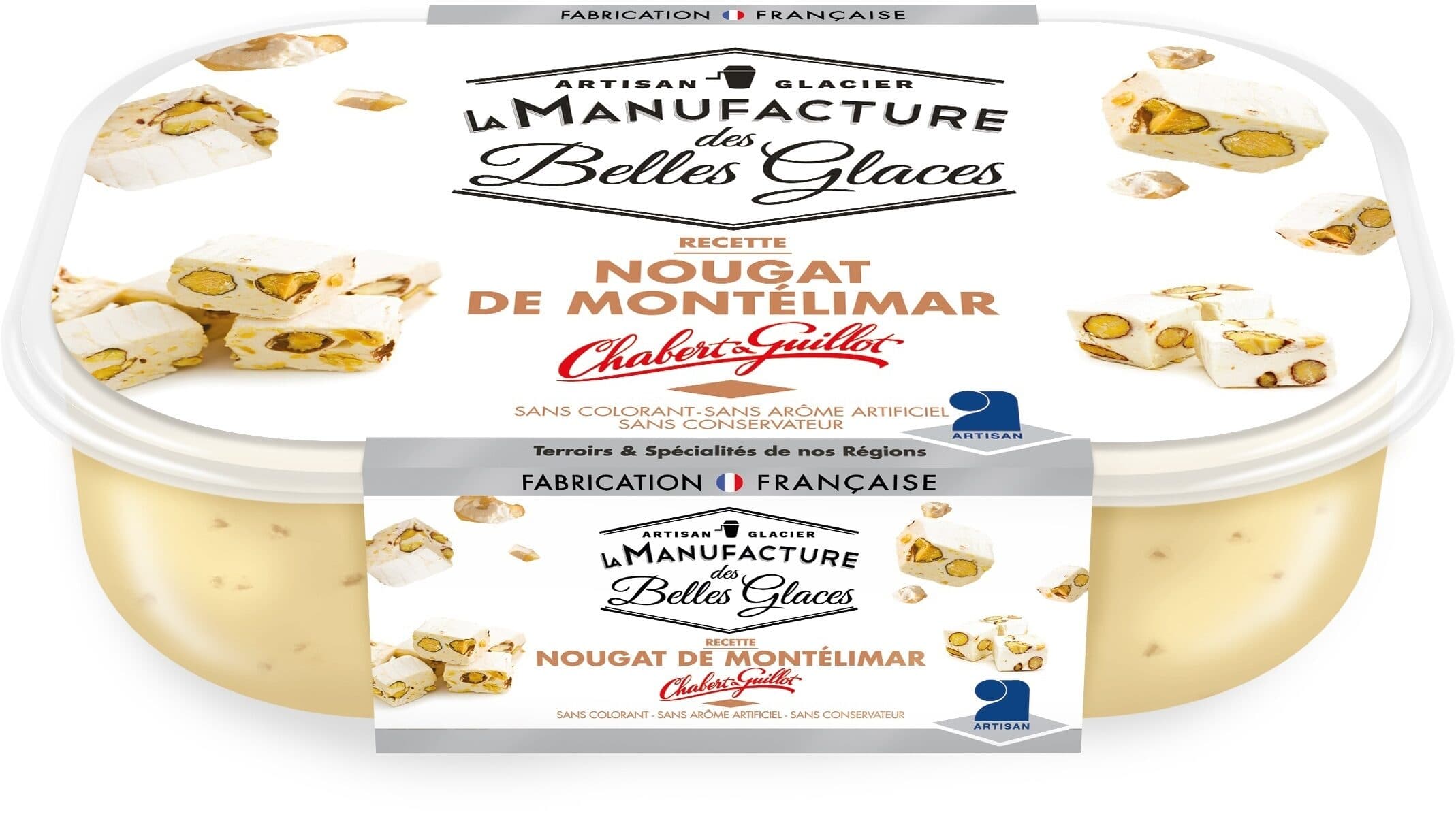 La Manufacture des Belles Glaces Crème glacée au nougat de Montélimar de chez Chabert & Guillot packshot