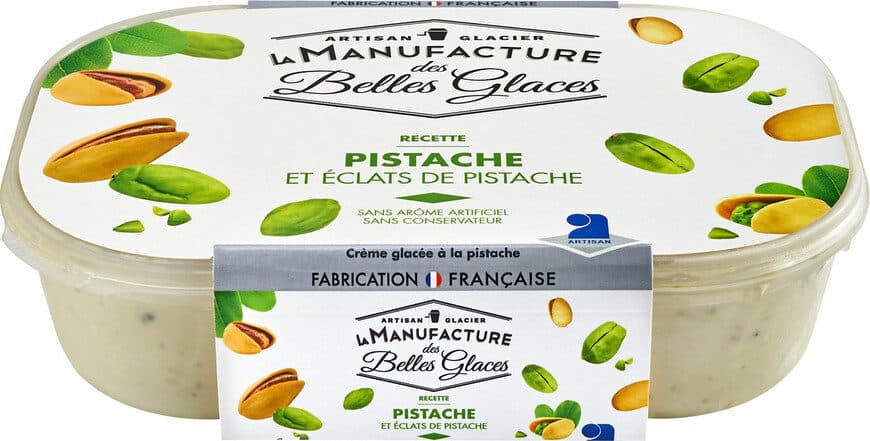 La Manufacture des Belles Glaces Crème glacée Pistache 750 mL / 487,5g packshot