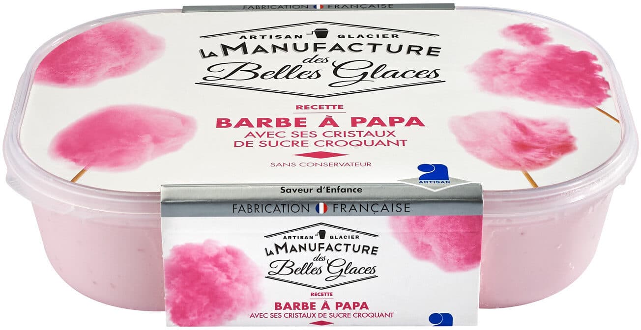 La Manufacture des Belles Glaces Glace parfum barbe à papa avec cristaux de sucre rose packshot