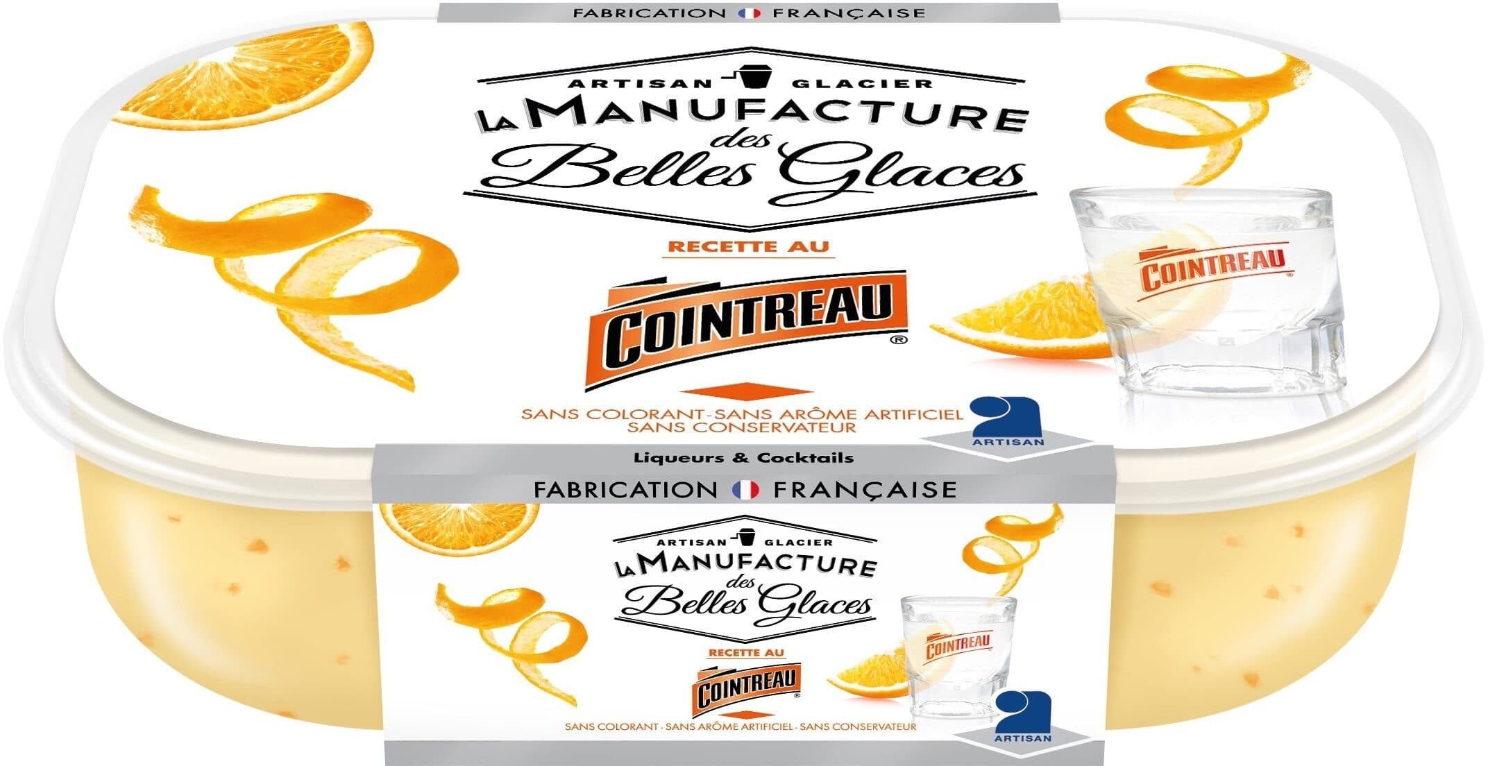 La Manufacture des Belles Glaces Crème glacée au Cointreau® avec morceaux d'orange confite packshot