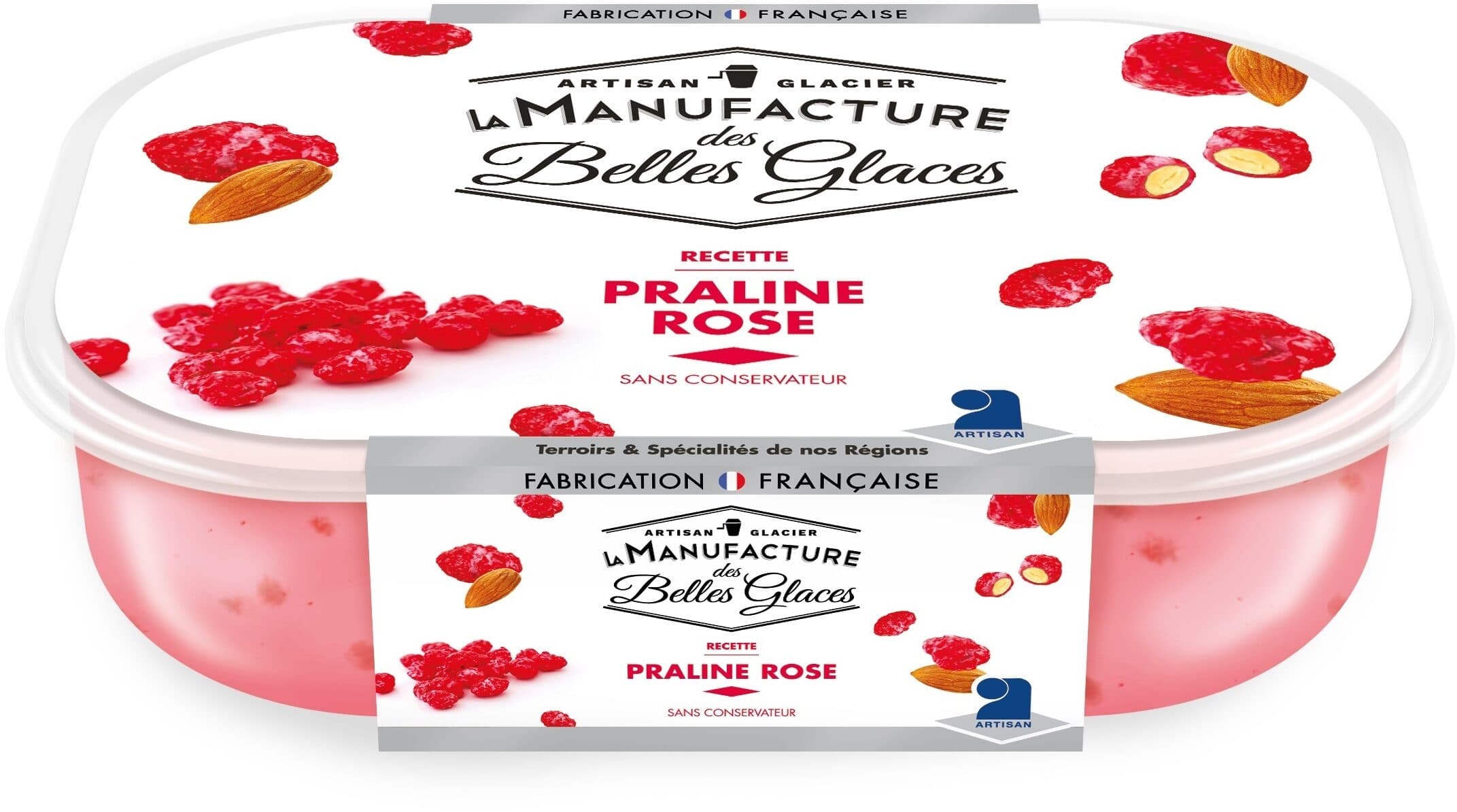 La Manufacture des Belles Glaces Crème glacée à la praline rose packshot