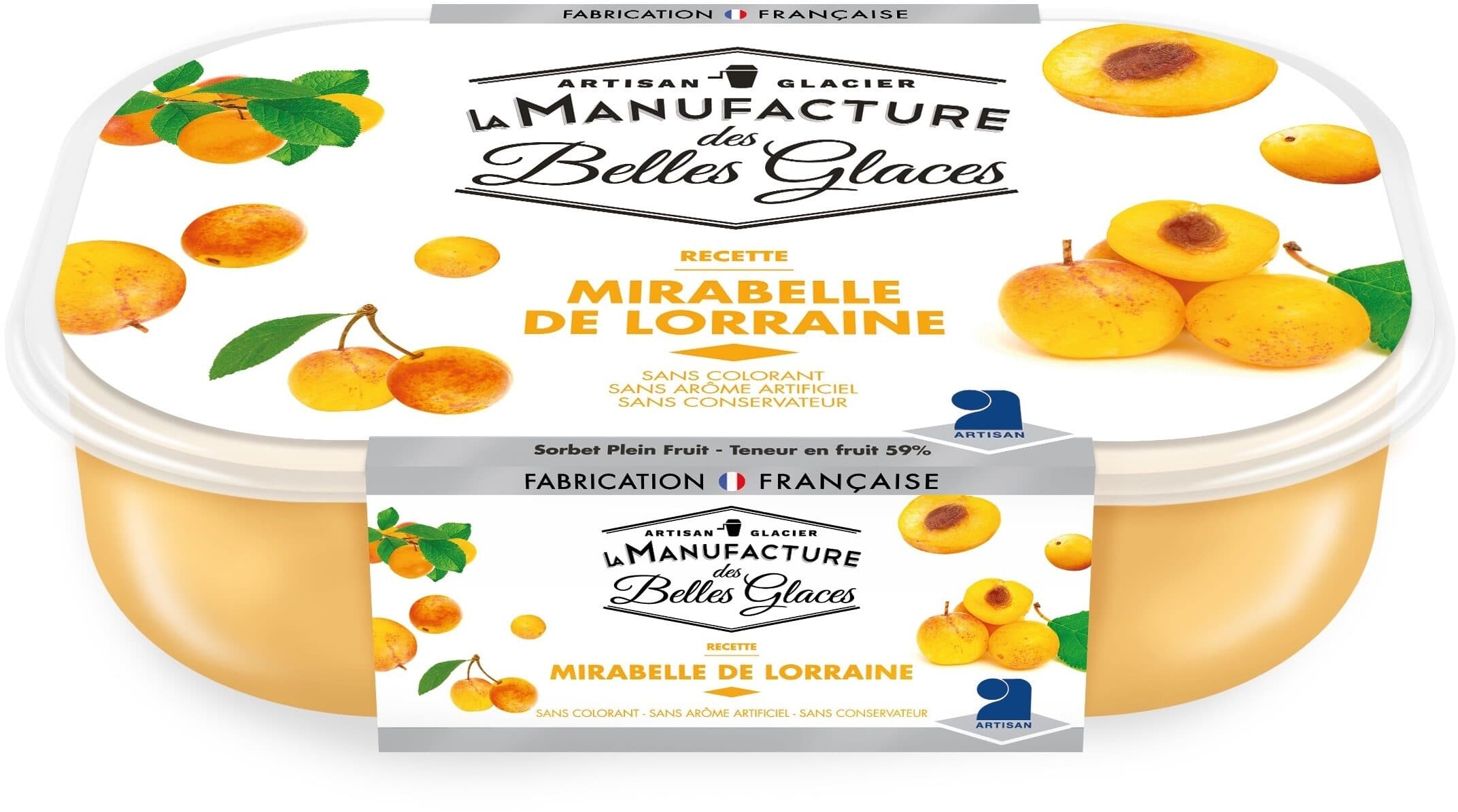 La Manufacture des Belles Glaces Sorbet plein fruit à la mirabelle de Lorraine packshot
