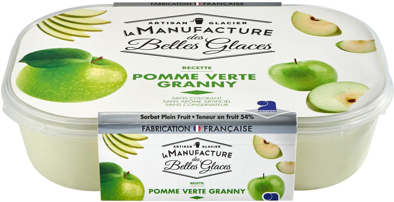 La Manufacture des Belles Glaces Sorbet plein fruit à la pomme verte Granny packshot