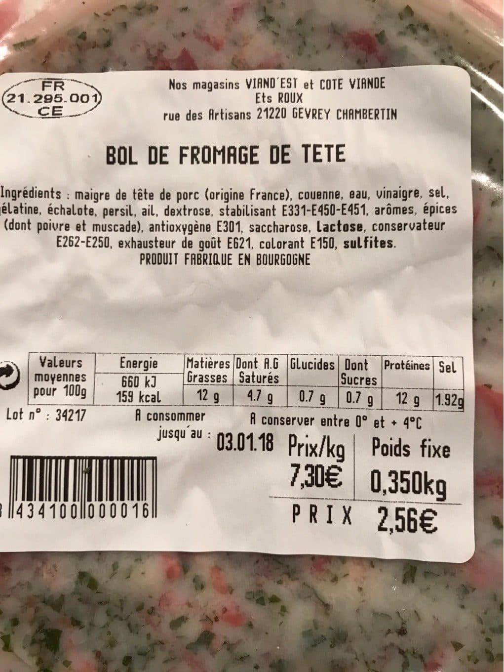ETS ROUX Bol de fromage de tete packshot