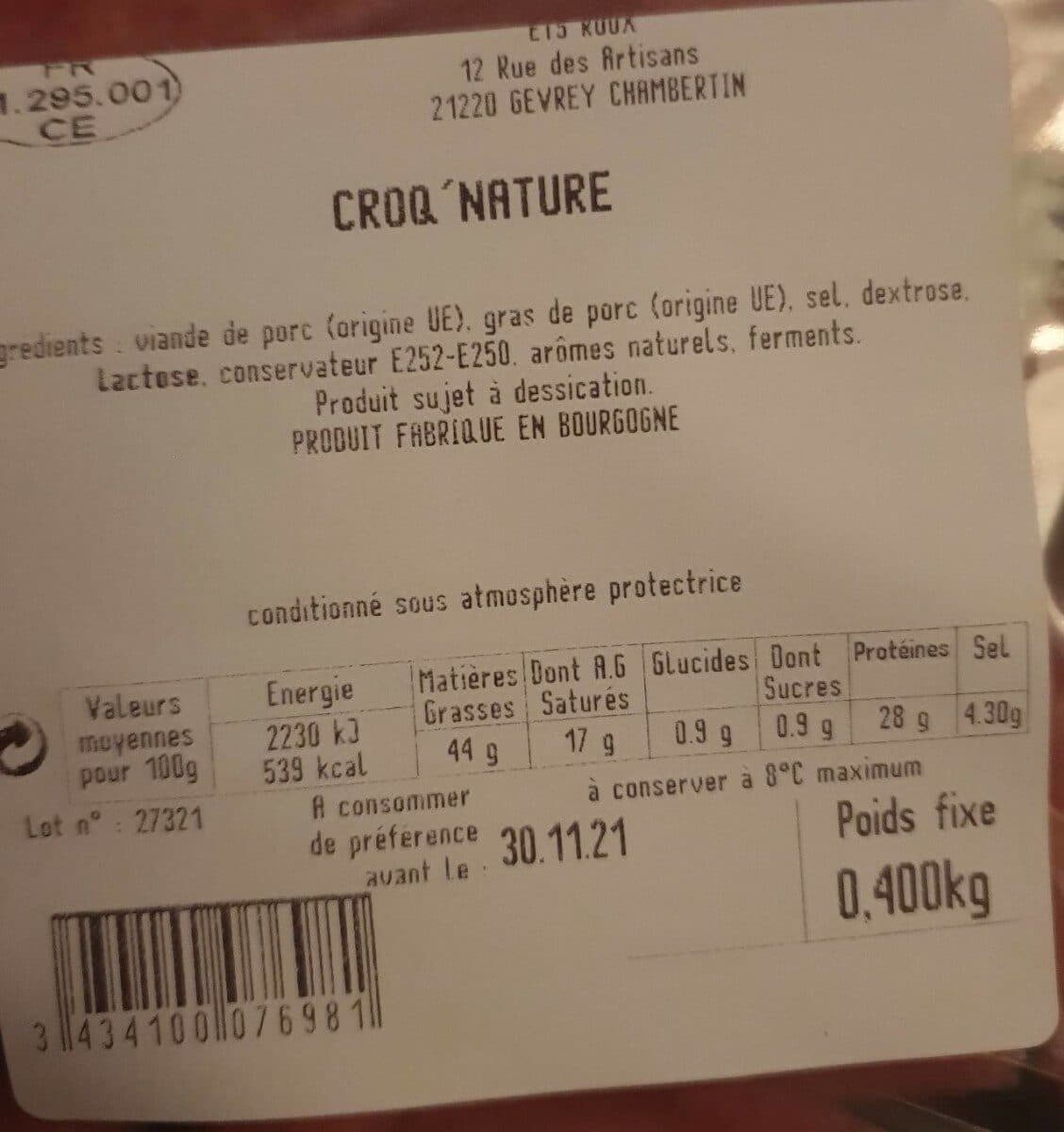 Open Food Facts Croq'nature ou mini saucisson packshot