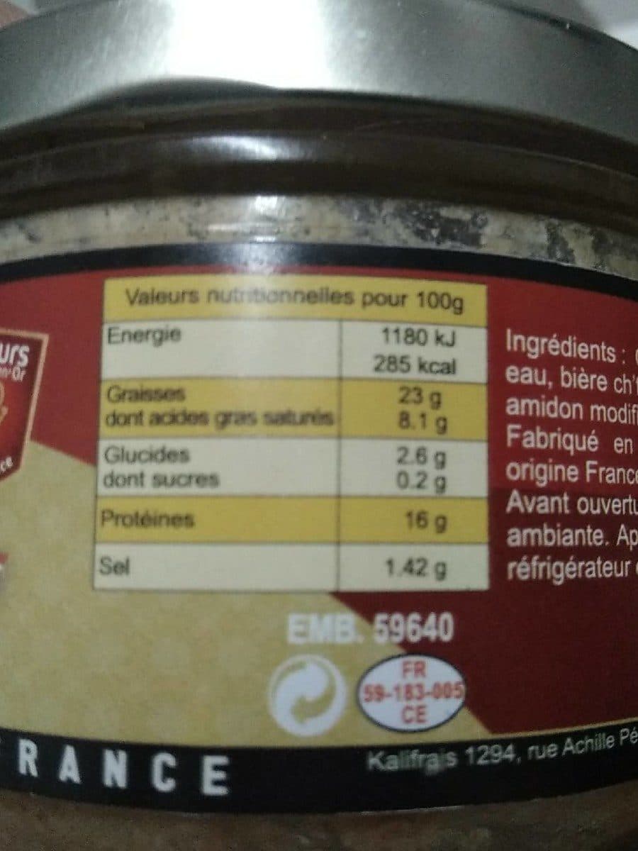 Open Food Facts Terrine à la bière chti packshot