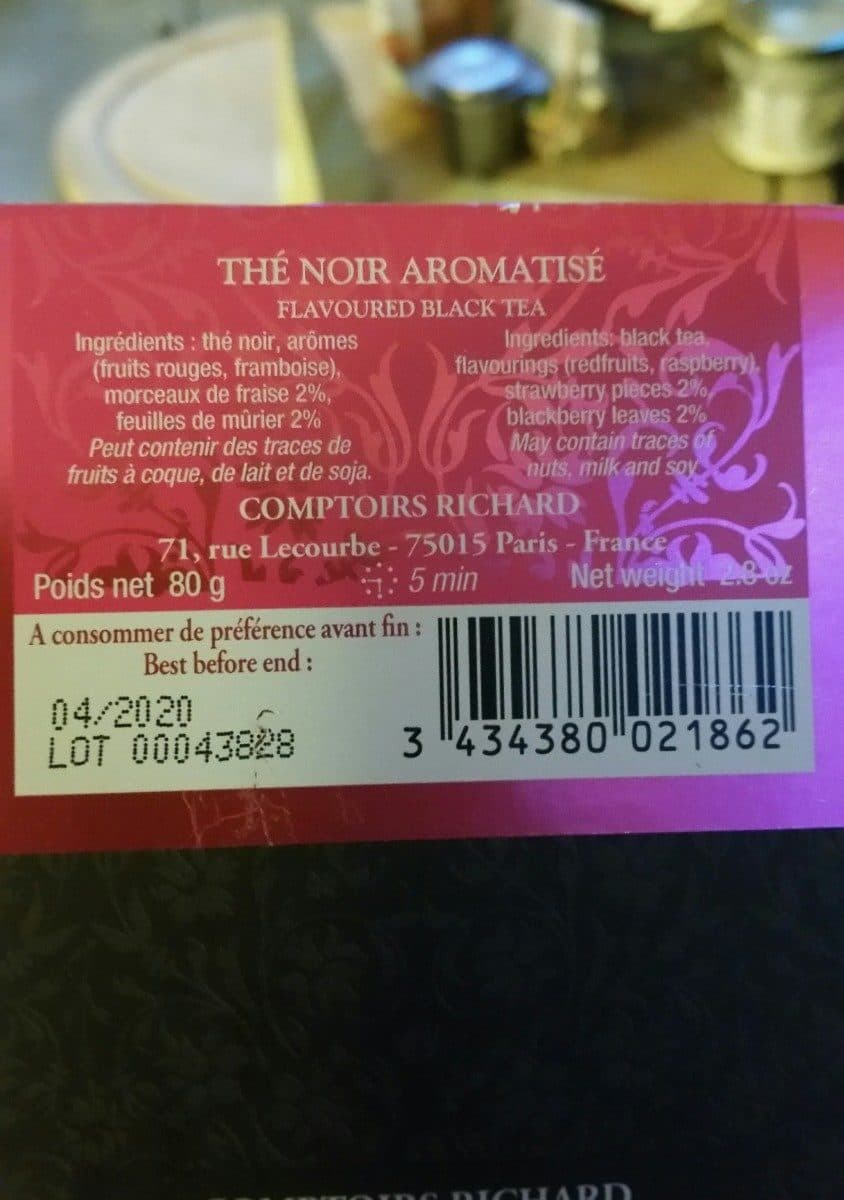 Open Food Facts Comptoirs Richard Paris Fruits Rouges 40 Sachets Voile packshot
