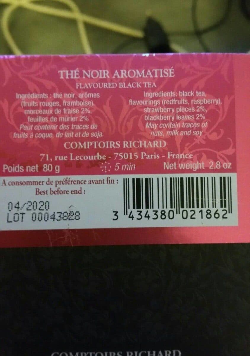 Open Food Facts Comptoirs Richard Paris Fruits Rouges 40 Sachets Voile packshot