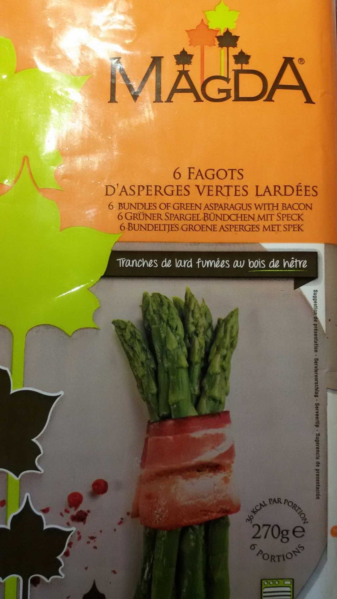 Magda 6 fagots d'asperges vertes lardées packshot