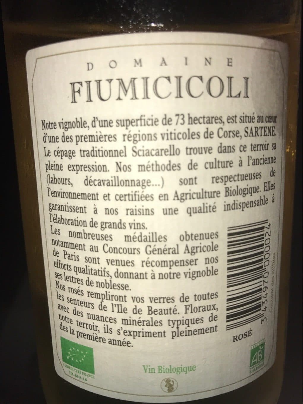 Domaine picard Corse Sartene AOP, rosé packshot