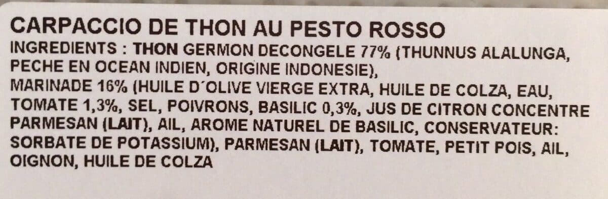 Open Food Facts Carpaccio de Thon au Pesto Rosso packshot