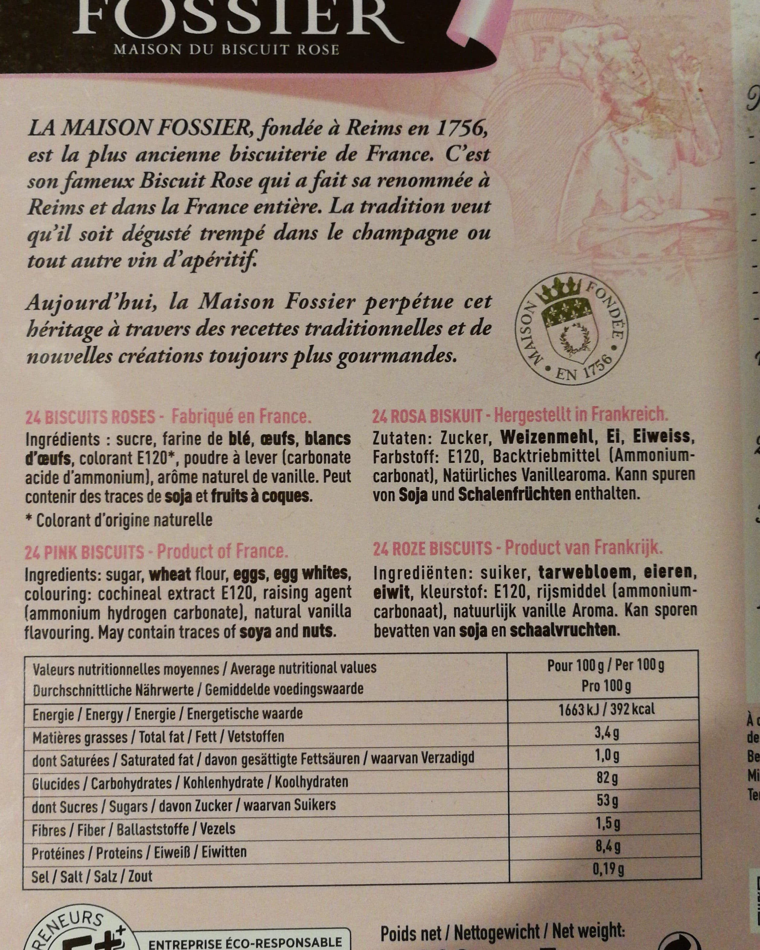 Fossier Biscuits Roses De Reims packshot