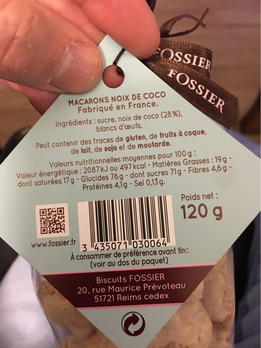 Fossier Macarons à La Noix De Coco, 120 Grammes, Marque Fossier packshot